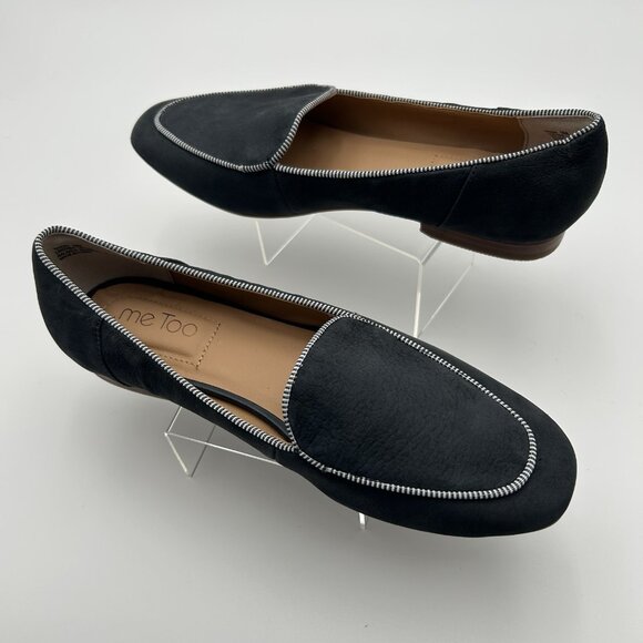 ME TOO YASOR  Women’s 9M Dark Blue Loafer Flats with White Trim - Picture 3 of 10